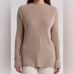 Splendid GEORGIE Cashblend Ribbed Cowl Neck Sweater in Camel
